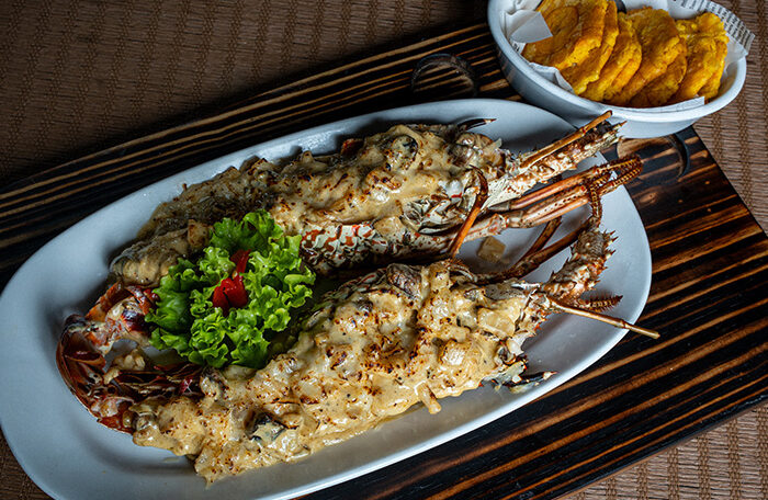 Langosta a la plancha con salsa termidor